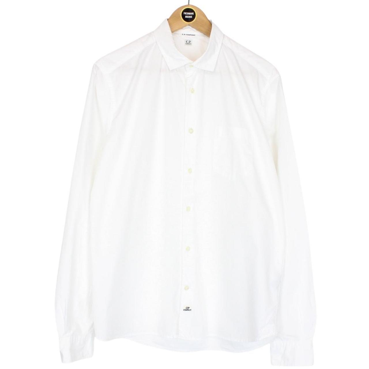 CP Company White Long Sleeve Cotton Shirt