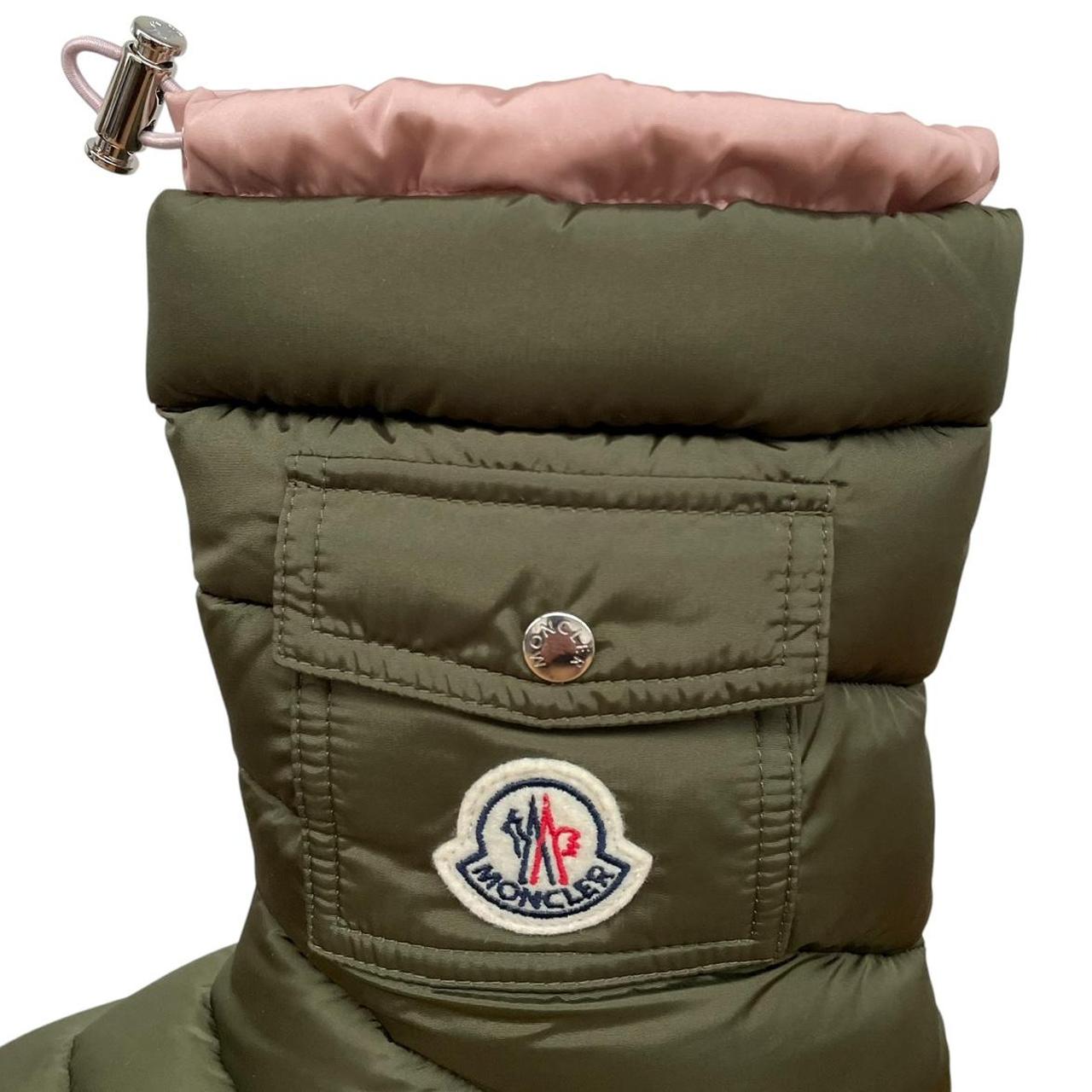 Moncler Khaki Green Logo Patch Down Padded Snow Boots