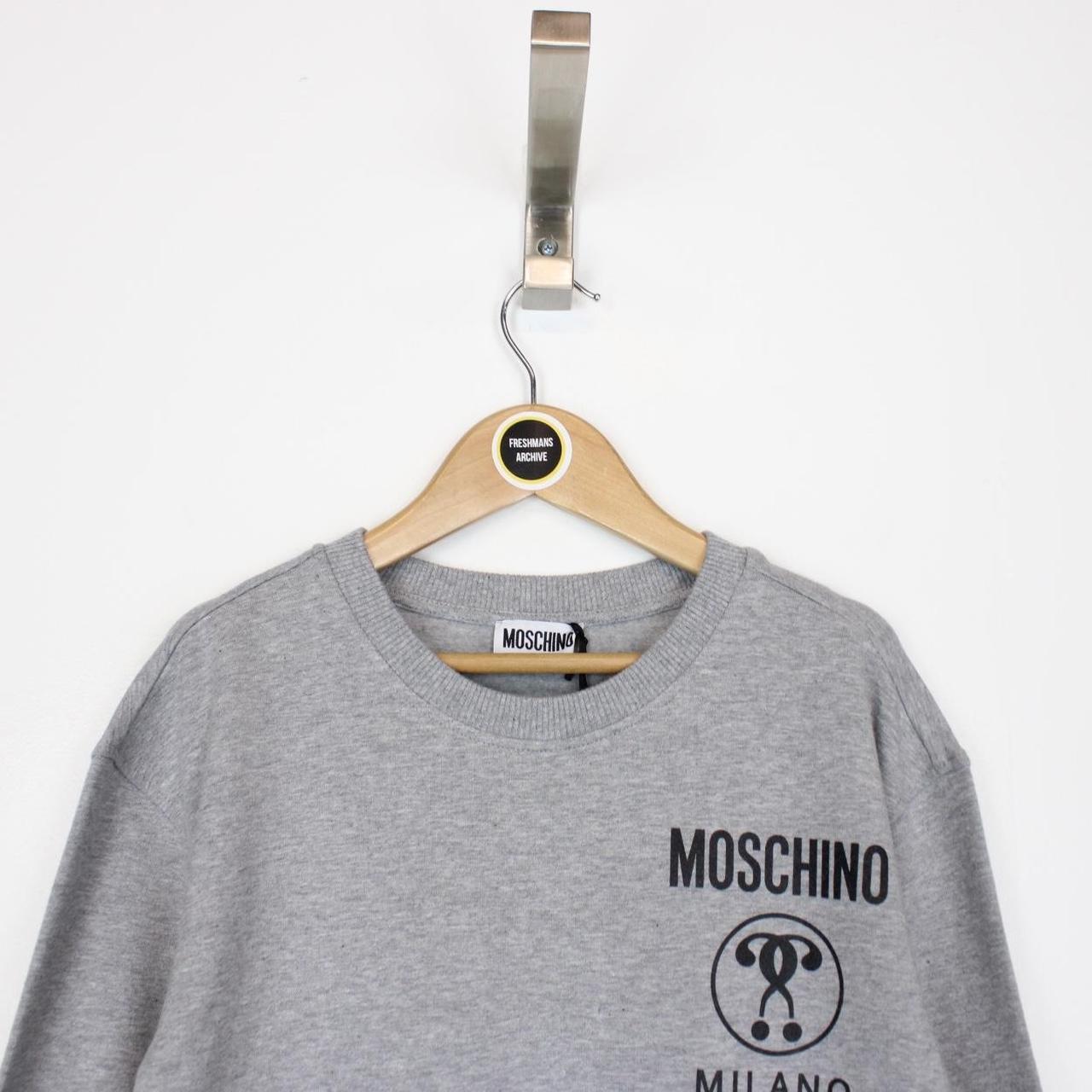 Moschino Grey and Black Logo Print Crew Neck Sweatshirt Jumper