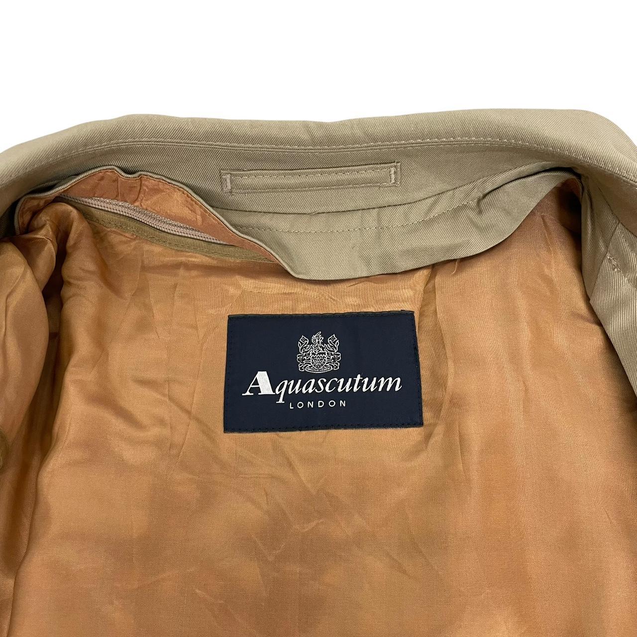 Vintage Aquascutum Tan Brown House Check Single Breasted Trench Coat