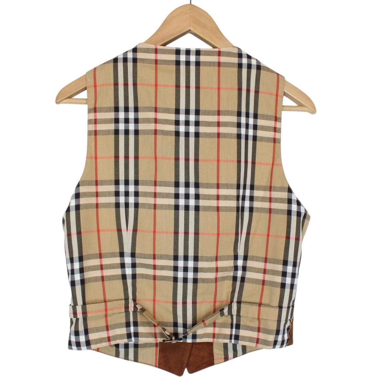 Vintage Burberry London Brown and Tan Nova Check Suede Leather Vest