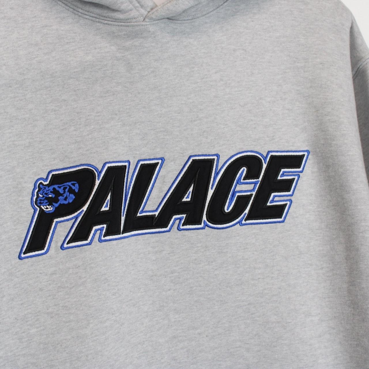 Palace 2023 Marl Grey Panther Embroidered Logo Hoodie Jumper
