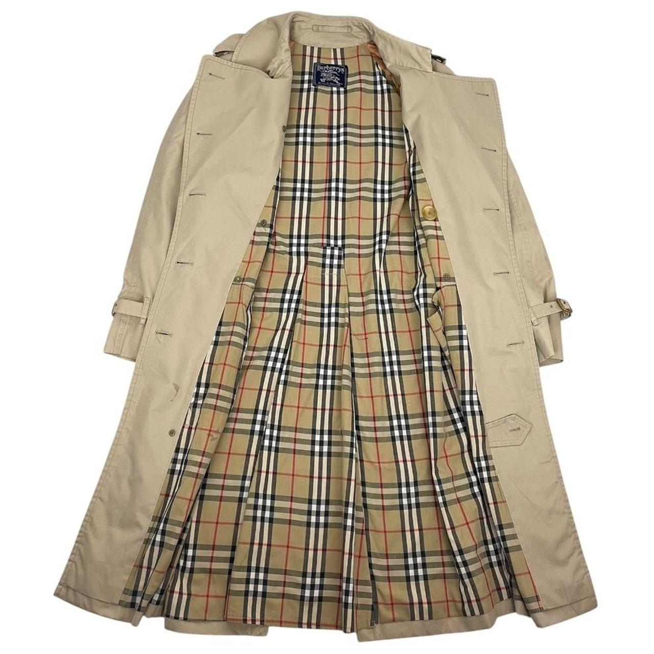 Vintage 90s Burberry Beige Double Breasted Belted Trench Coat