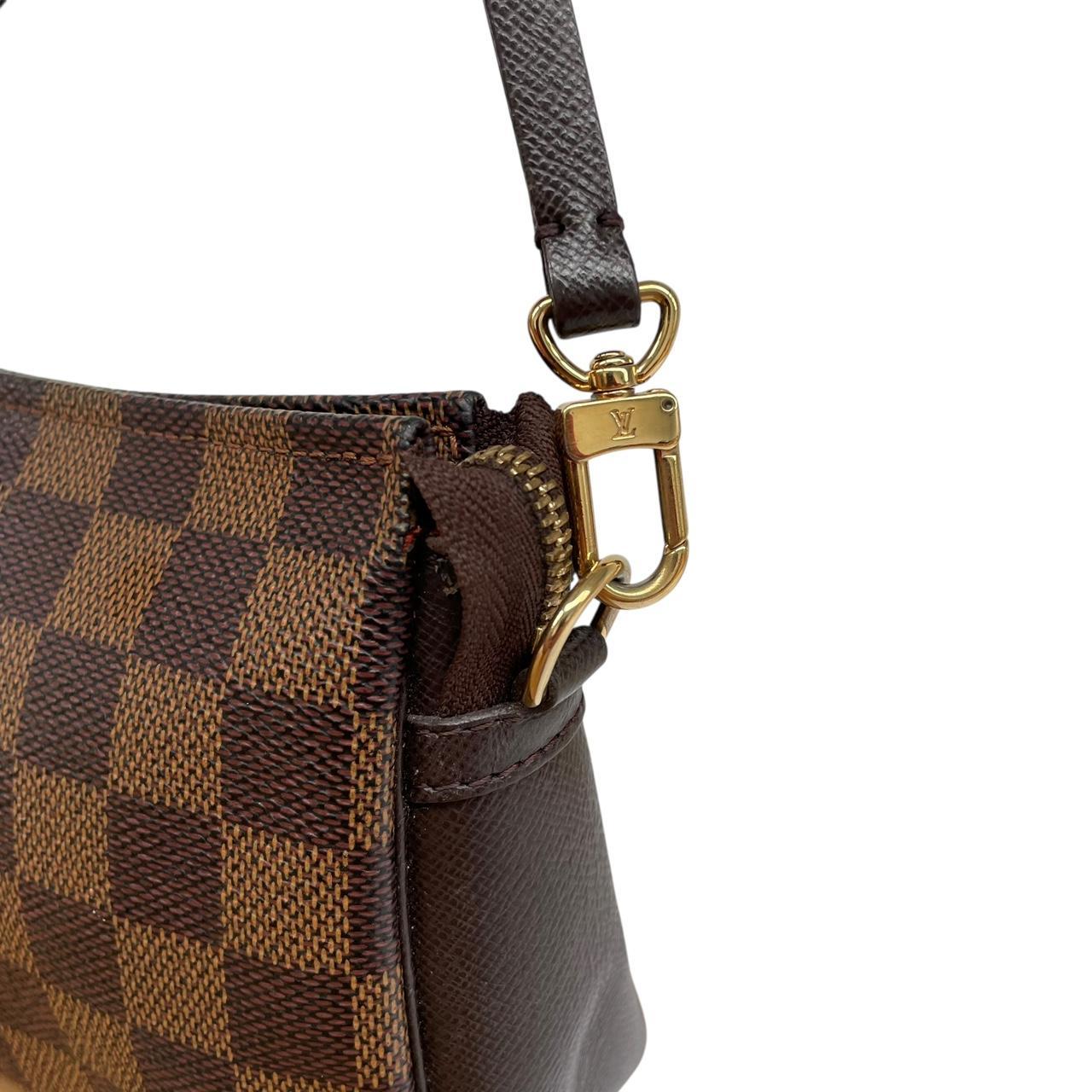 Vintage Louis Vuitton 2001 Brown and Tan Damier Ebene Trousse Pochette Bag