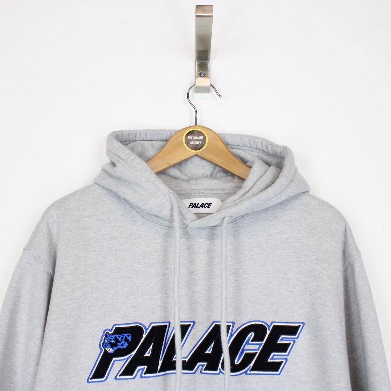 Palace 2023 Marl Grey Panther Embroidered Logo Hoodie Jumper