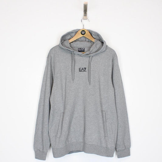 Emporio Armani EA7 Grey and Black Logo Print Hoodie Jumper