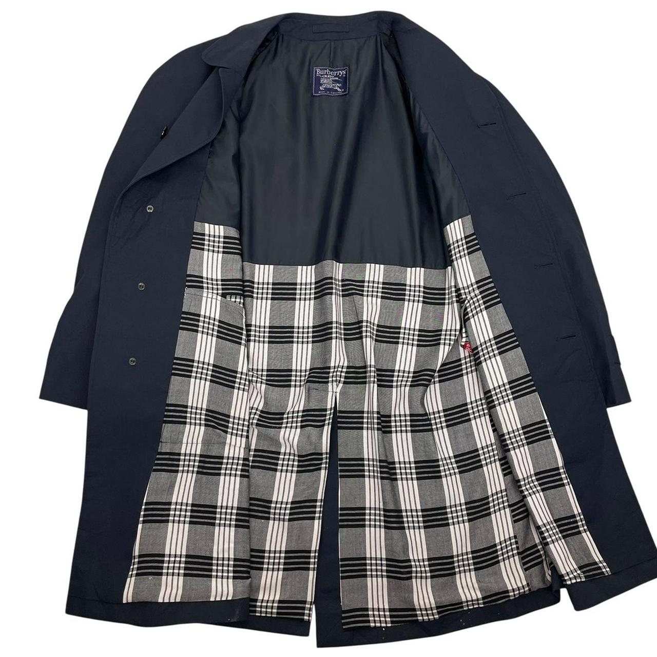 Vintage 90s Burberry Navy Blue Single Breasted Trench Coat