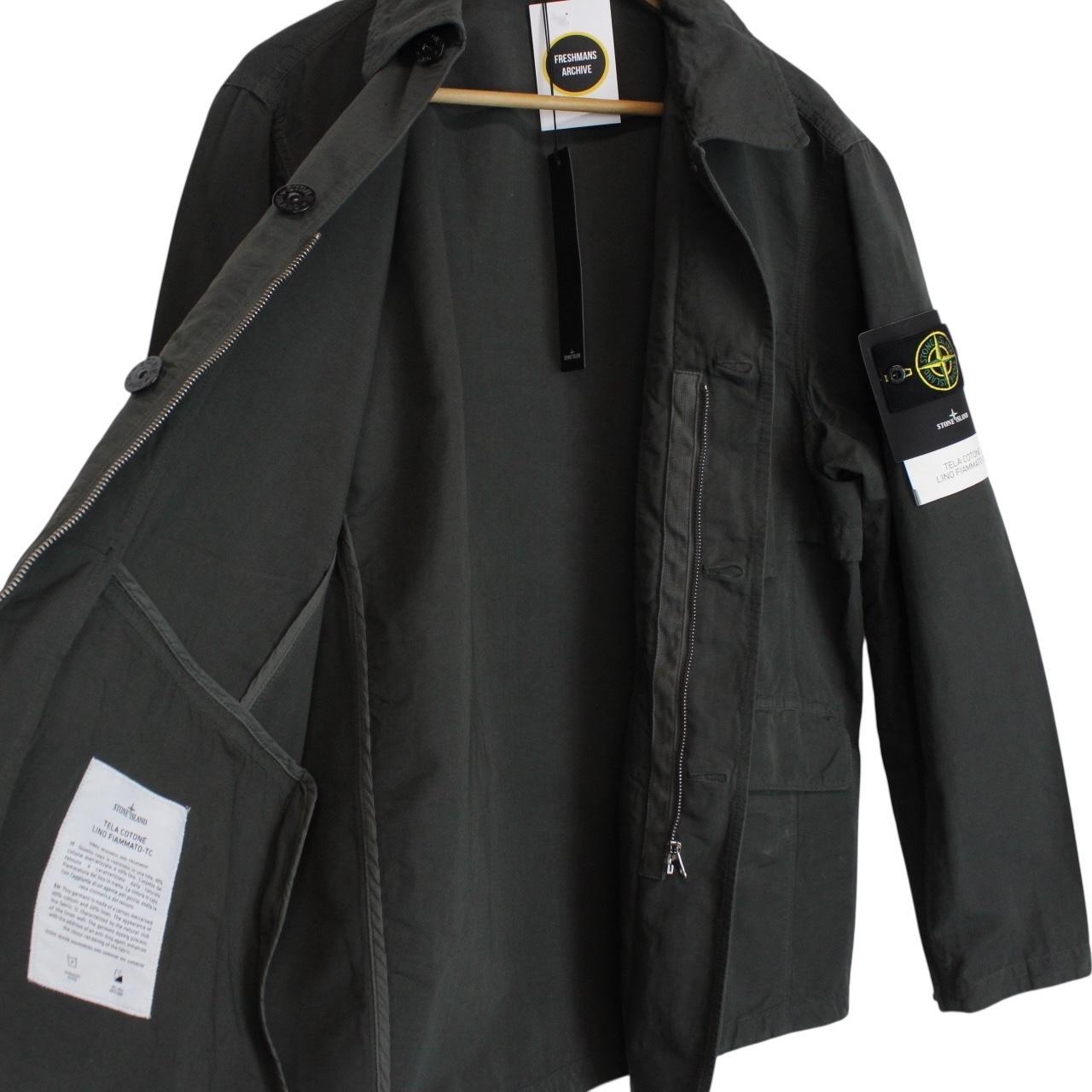 Stone Island SS 2022 Grey Tela Cotone Lino Fiammato-TC Jacket