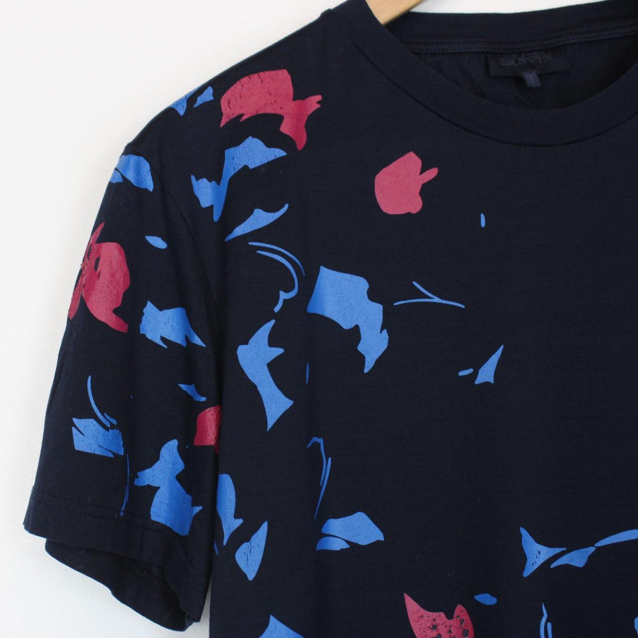 Lanvin Navy Blue Floral Print Short Sleeve T-Shirt