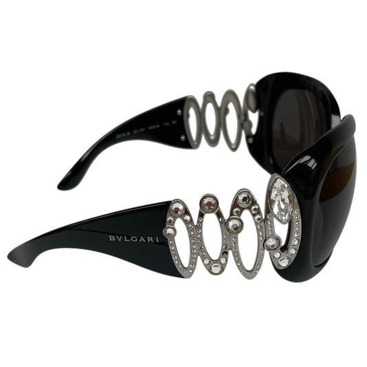 Bulgari Black and Silver 8016-B Embellished Sunglasses