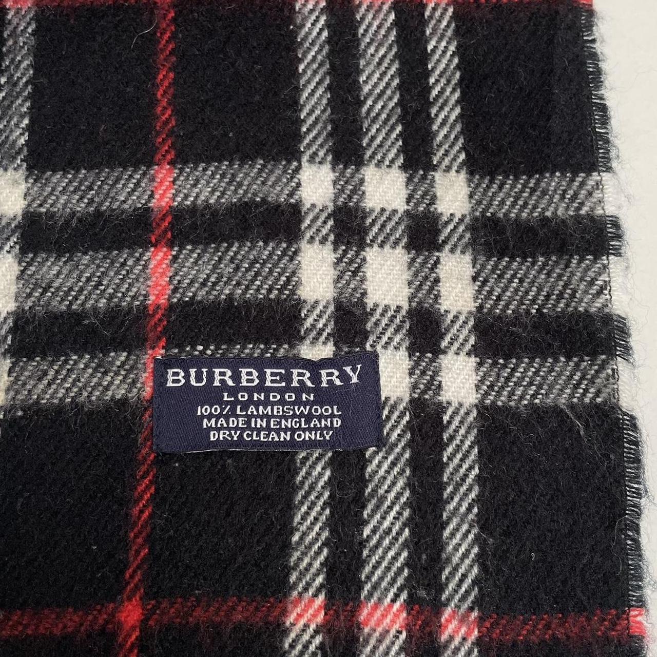 Vintage 90s Burberry Black Nova Check Lambswool Scarf