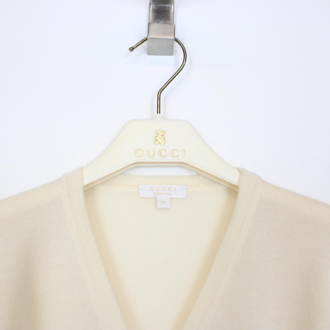 Gucci Cream Silk Cashmere Wool Blend Knit Button Up Cardigan Jumper