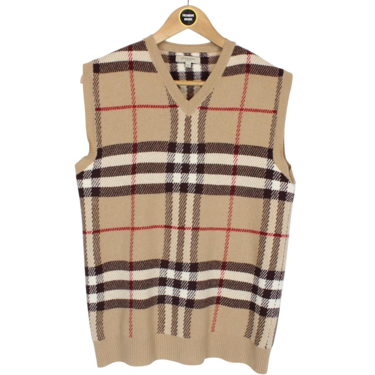 Burberry London Nova Check Merino Wool Knit Sweater Vest