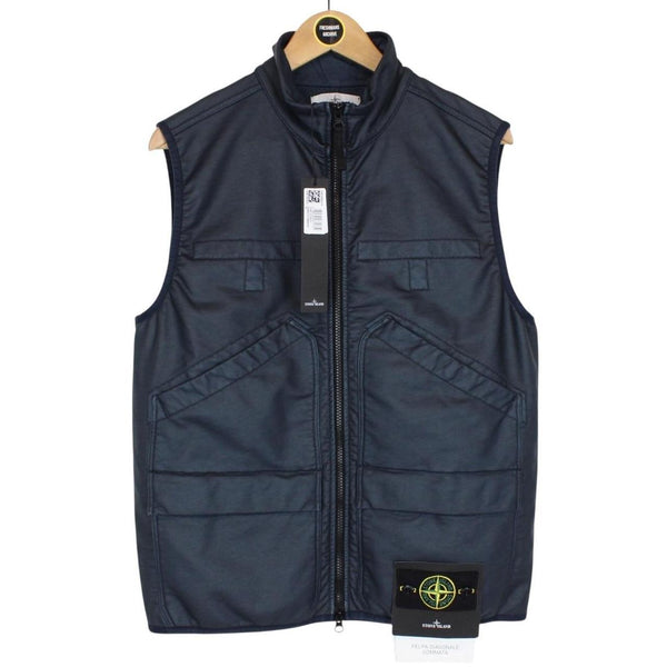Stone Island SS 2022 Felpa Diagonale Gommata Navy Blue Vest Jacket