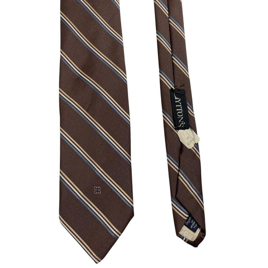 Vintage Givenchy Brown Striped Polyester Tie