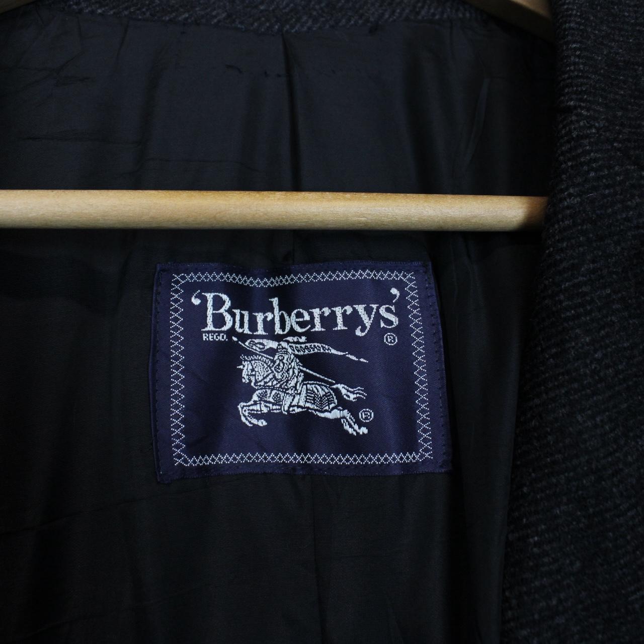 Vintage 90s Burberry Dark Grey Double Breasted Wool Overcoat