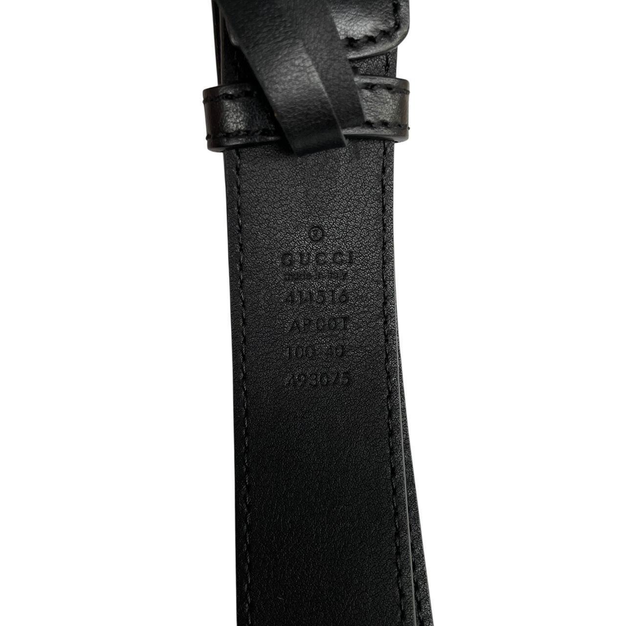 Gucci Black and Gold Marmont Leather Belt with GG Buckle