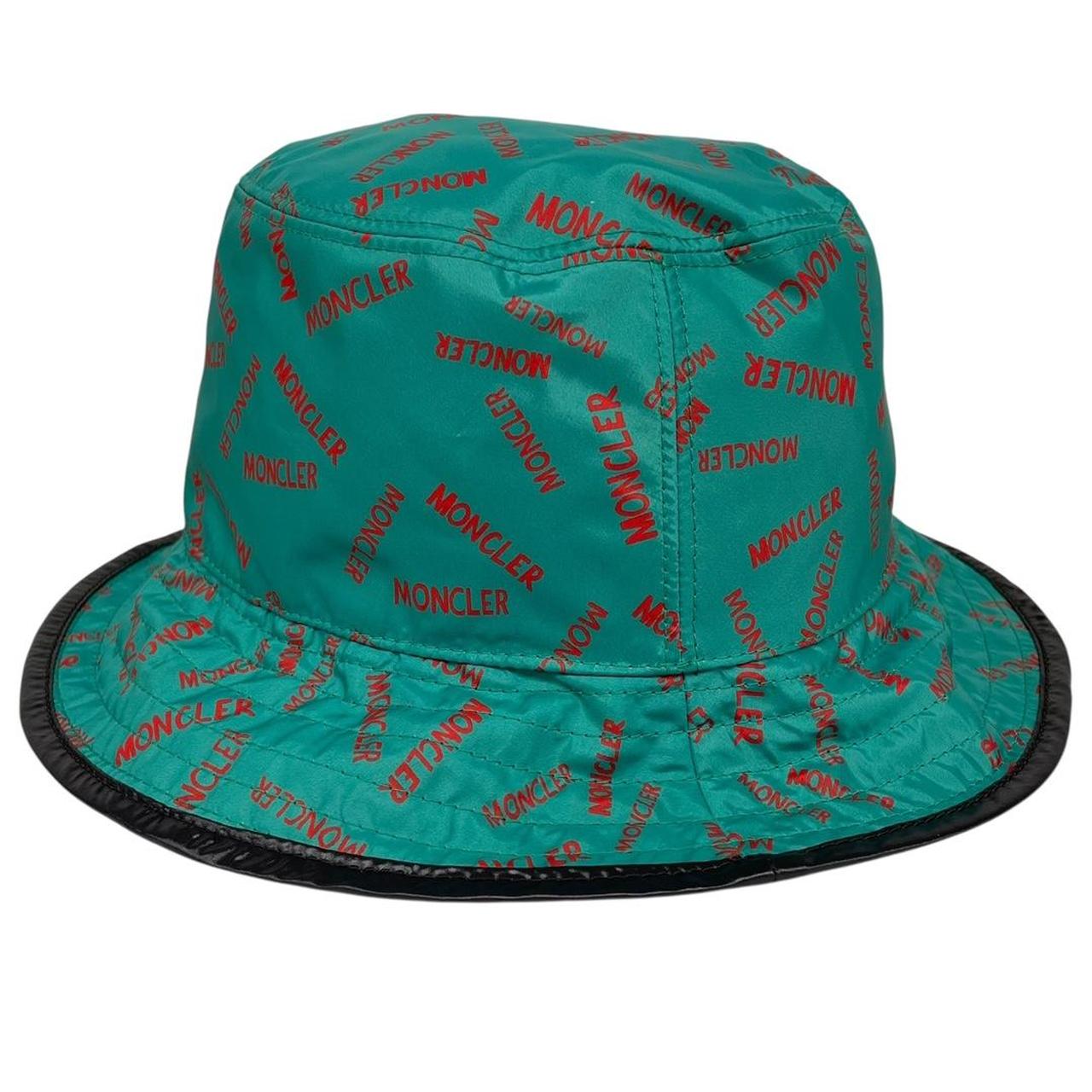 Moncler Green and Red Logo Print Bucket Hat