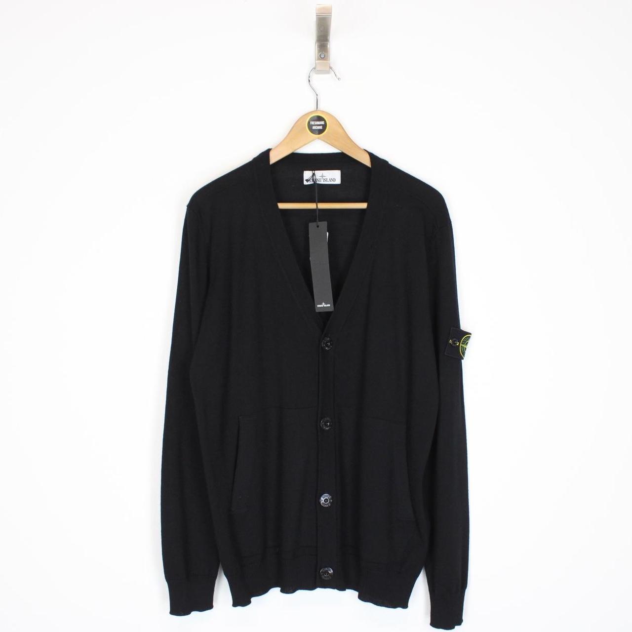 Stone Island AW 2022 Black Merino Wool Knit Button Up Cardigan