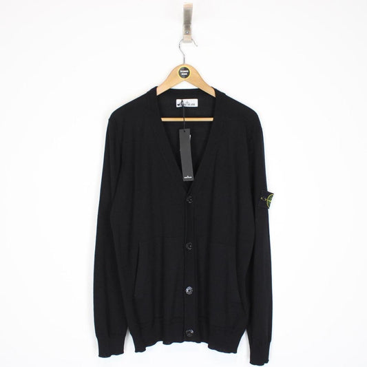 Stone Island AW 2022 Black Merino Wool Knit Button Up Cardigan