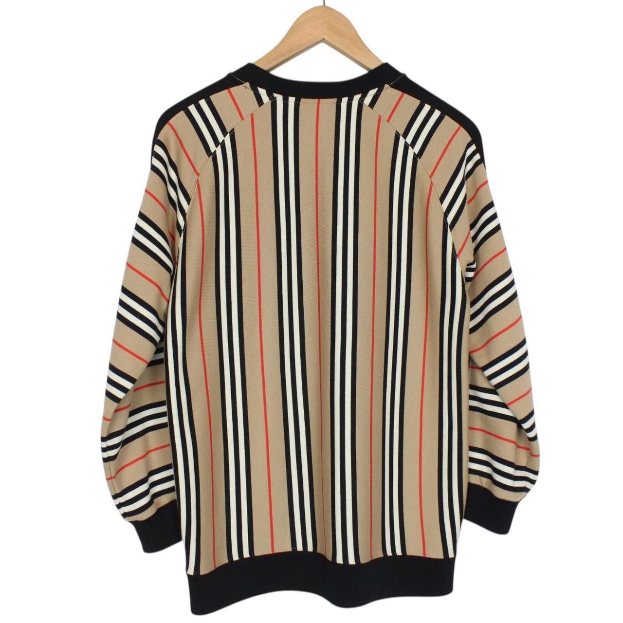 Burberry Tan Brown and Black Nova Icon Stripe Cotton Sweatshirt Jumper