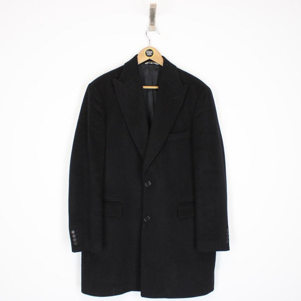 Pierre Balmain Paris Black Cashmere Wool Blend Coat