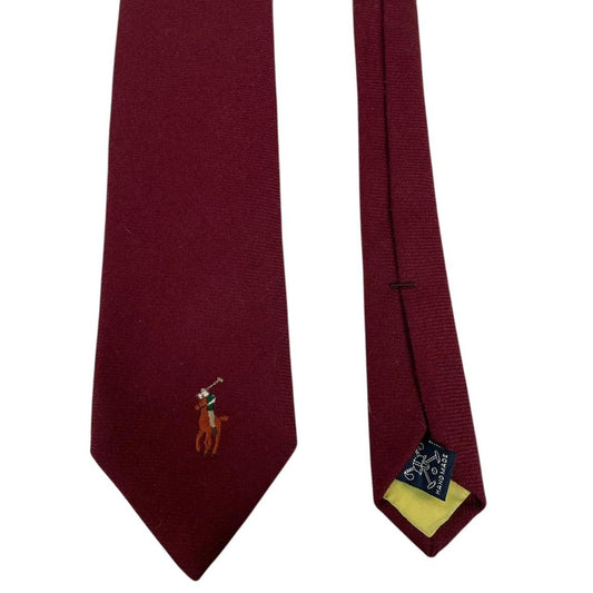 Vintage Polo Ralph Lauren Burgundy Wool Tie