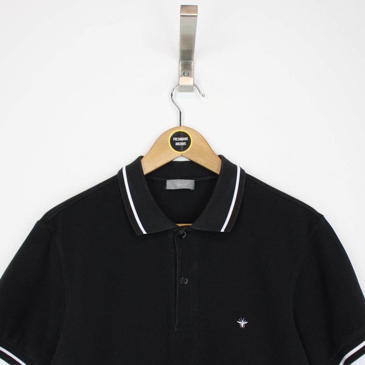 Christian Dior Black and White Bee Logo Cotton Short Sleeve Polo Shirt