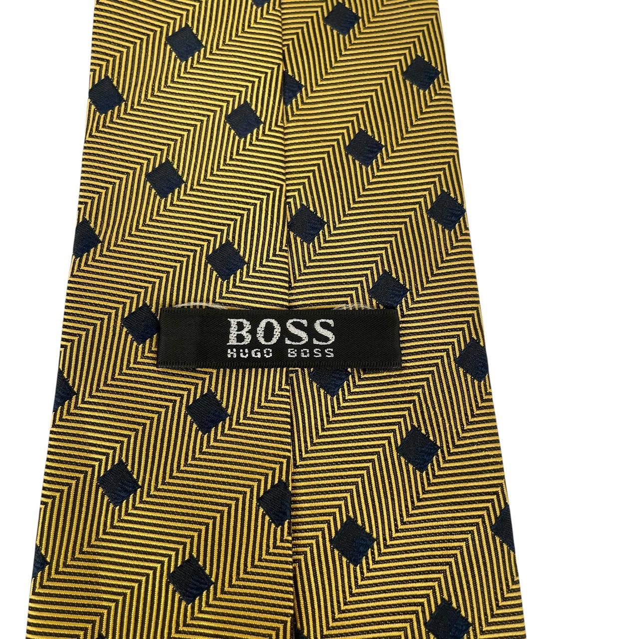 Vintage Hugo Boss Yellow and Black Silk Tie