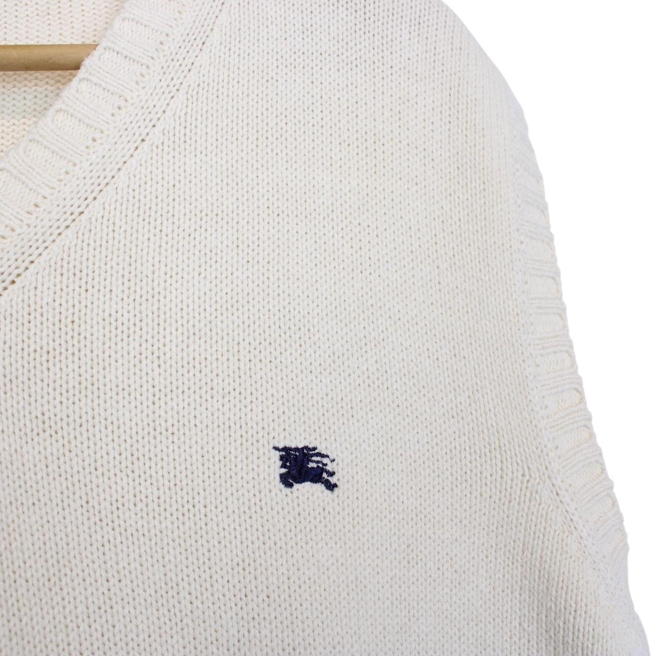 Vintage Burberry London Cream Cotton/Acrylic Knit Sweater Vest