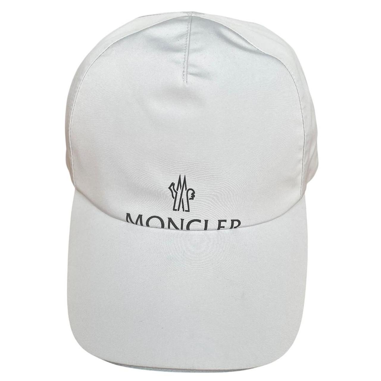 Moncler White and Black Logo Print Baseball Cap