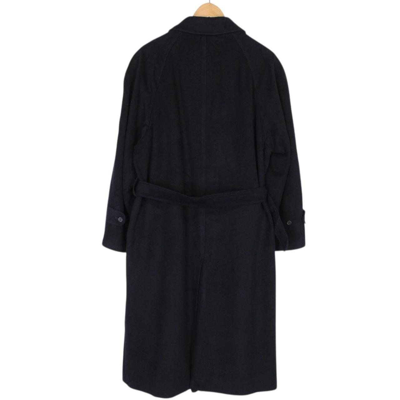 Vintage 90s Burberry Navy Blue Belted Wool Overcoat