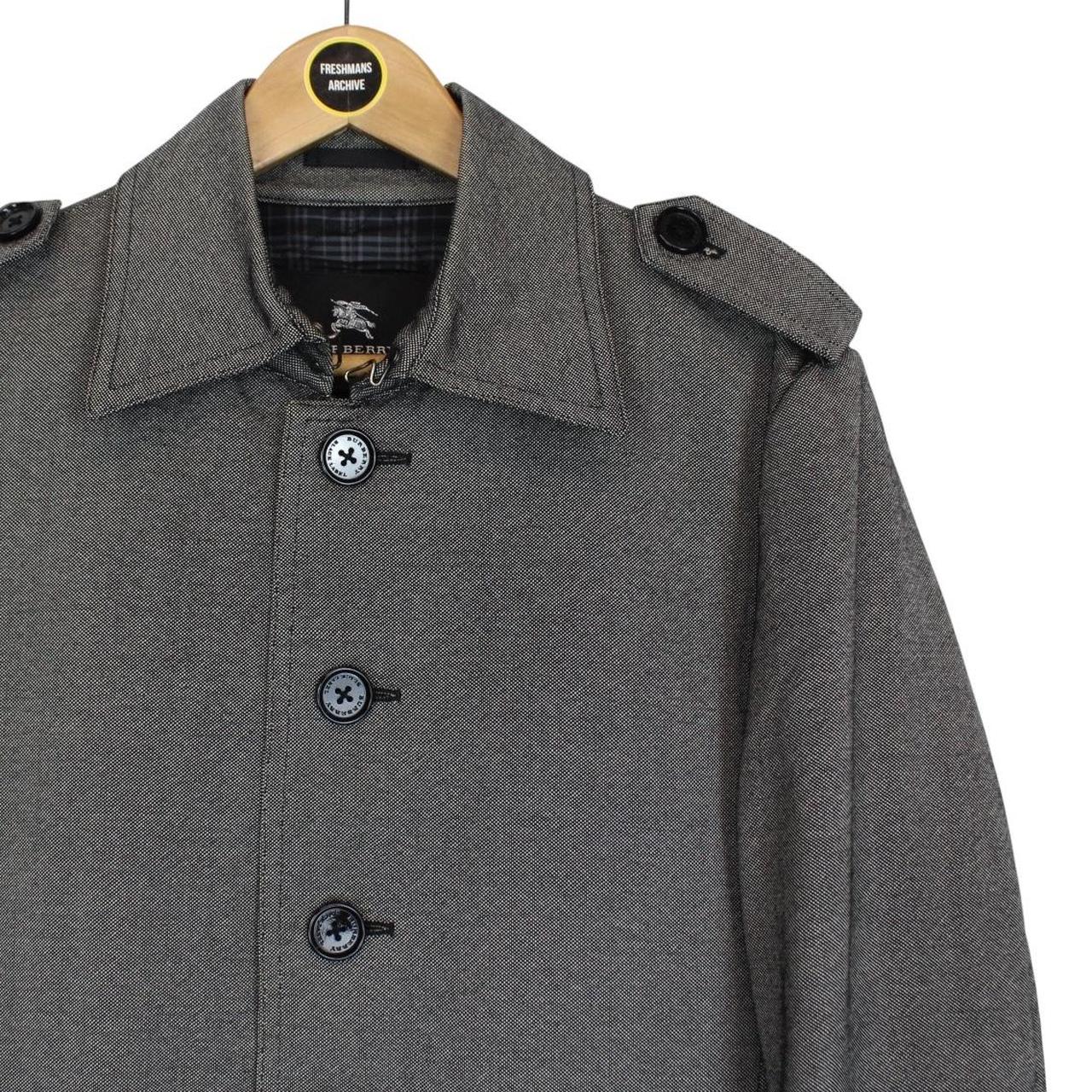 Vintage Burberry Black Label Grey Nova Check Single Breasted Trench Coat