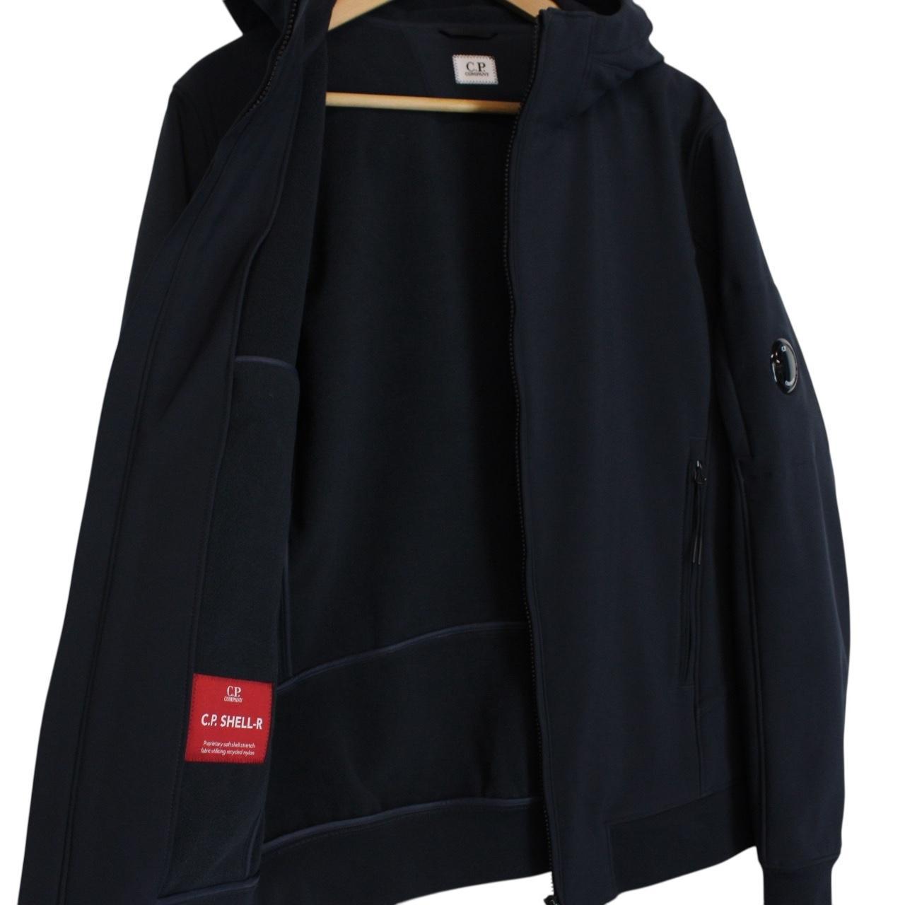 CP Company Navy Blue Soft Shell R Full Zip Goggle Hooded Jacket