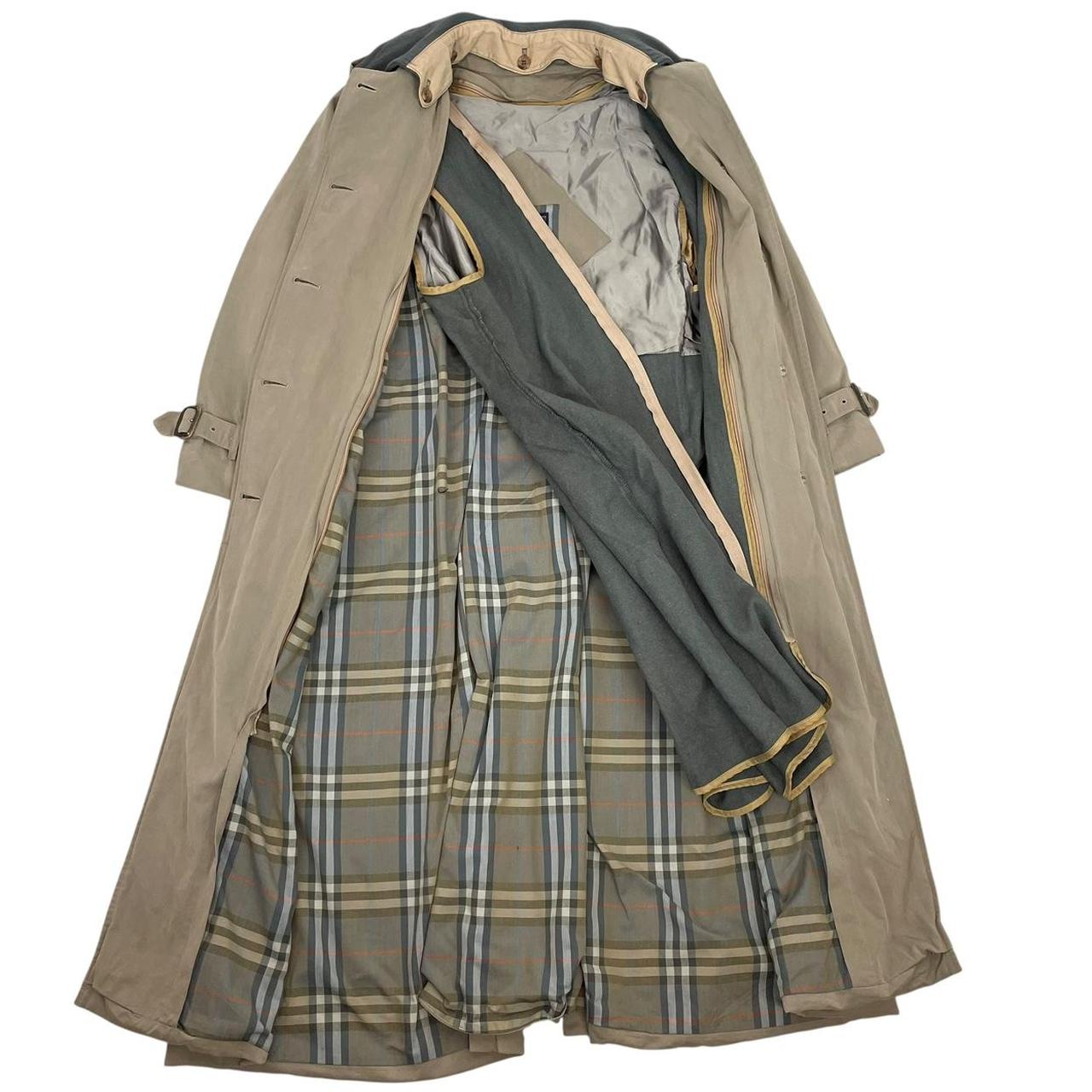 Vintage 90s Burberry Green Double Breasted Belted Trench Coat