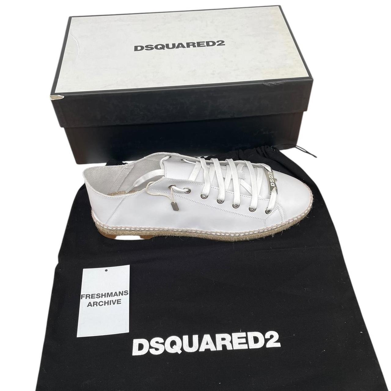 Dsquared2 White and Brown Leather Flat Espadrille Trainers