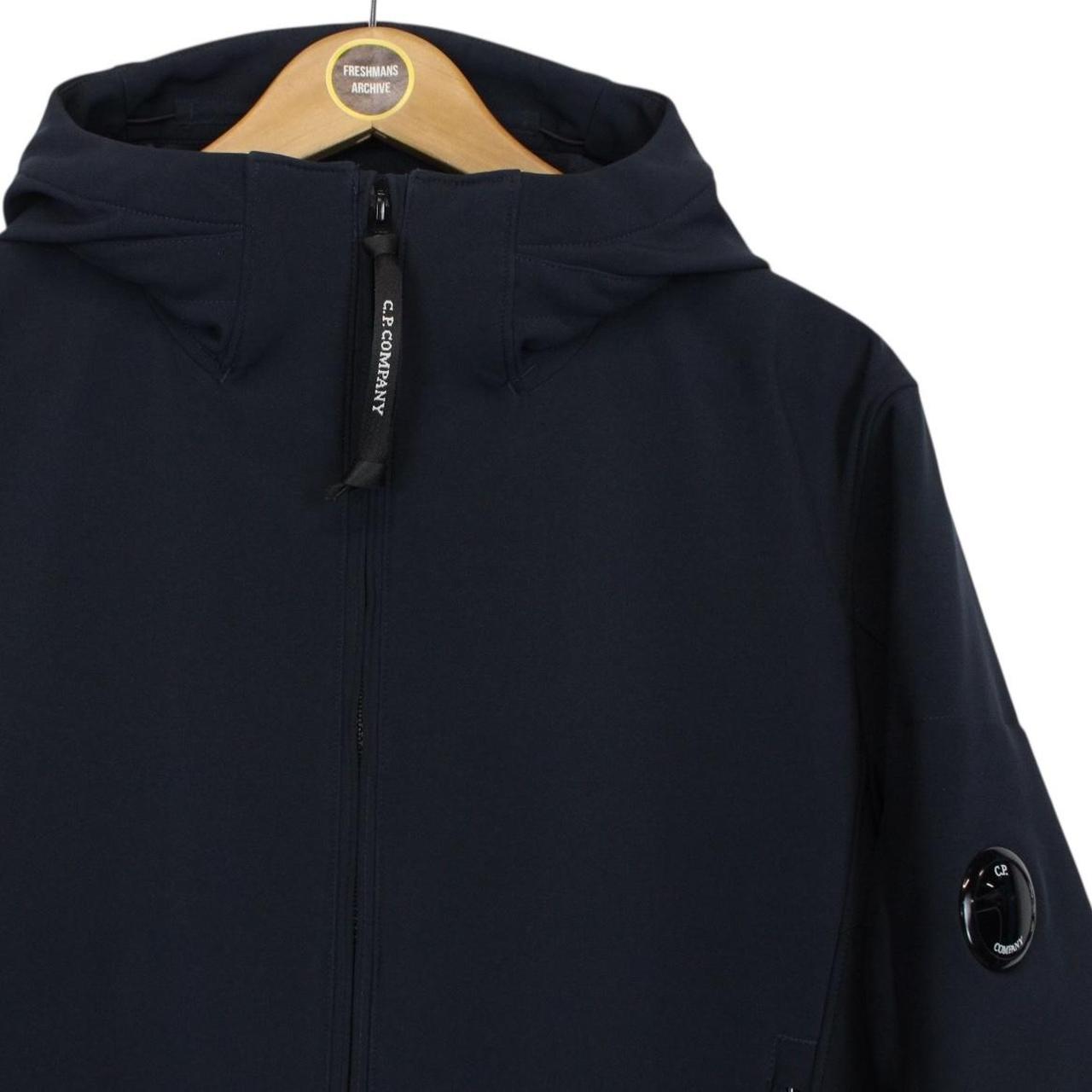 CP Company Navy Blue Soft Shell R Full Zip Goggle Hooded Jacket