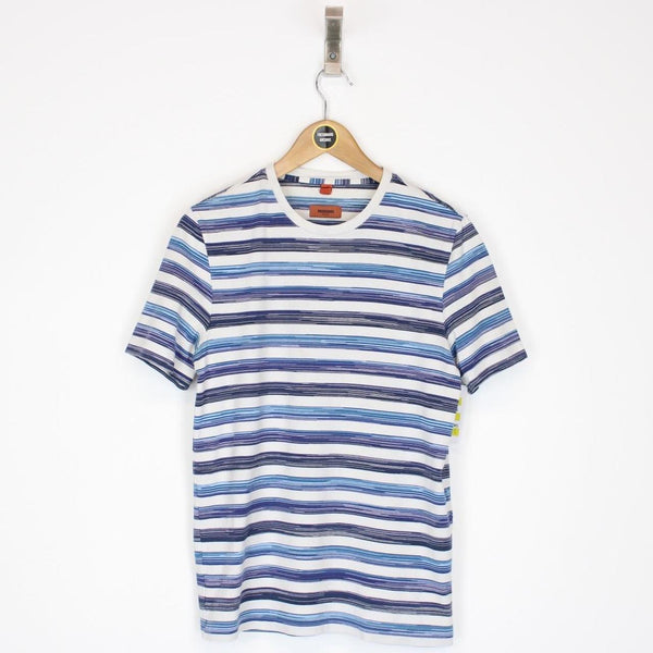 Missoni Blue and White Striped Short Sleeve Cotton T-Shirt