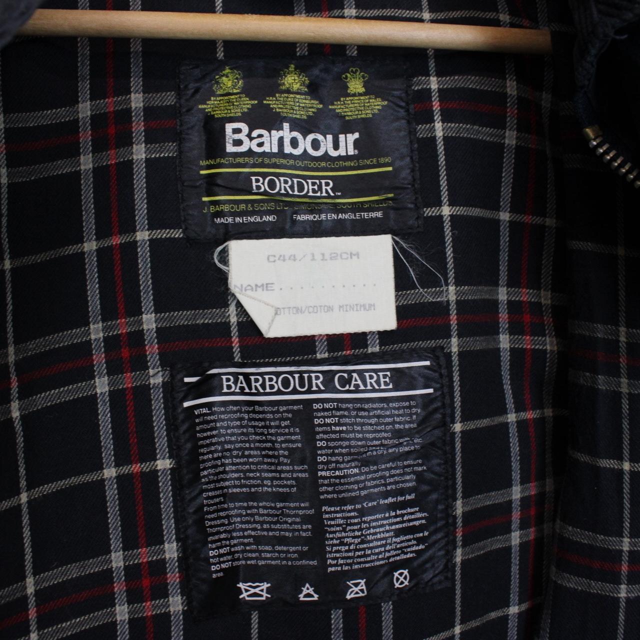Vintage 90s Barbour Border Black Wax Jacket with Hood