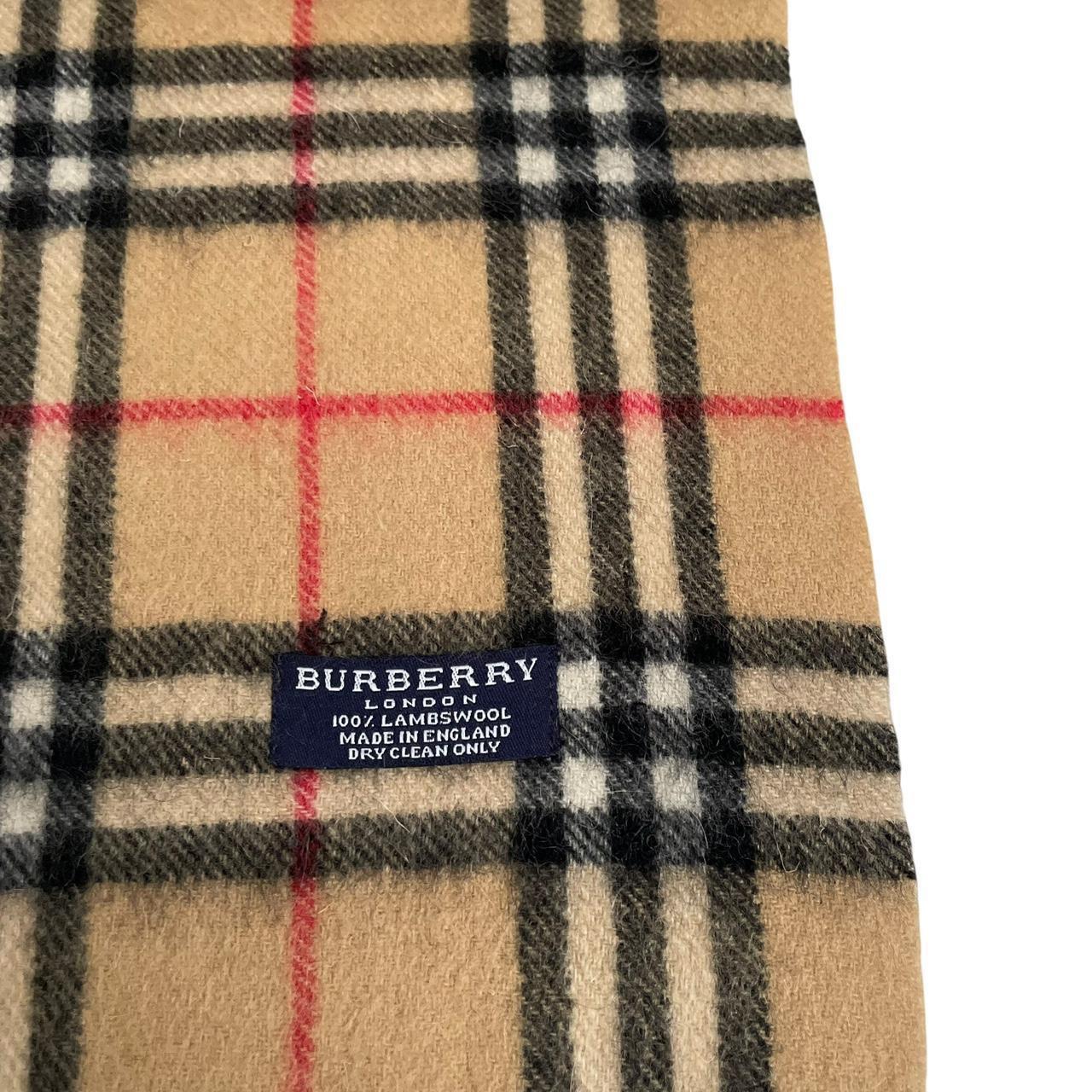 Vintage 90s Burberry Beige Nova Check Lambswool Scarf