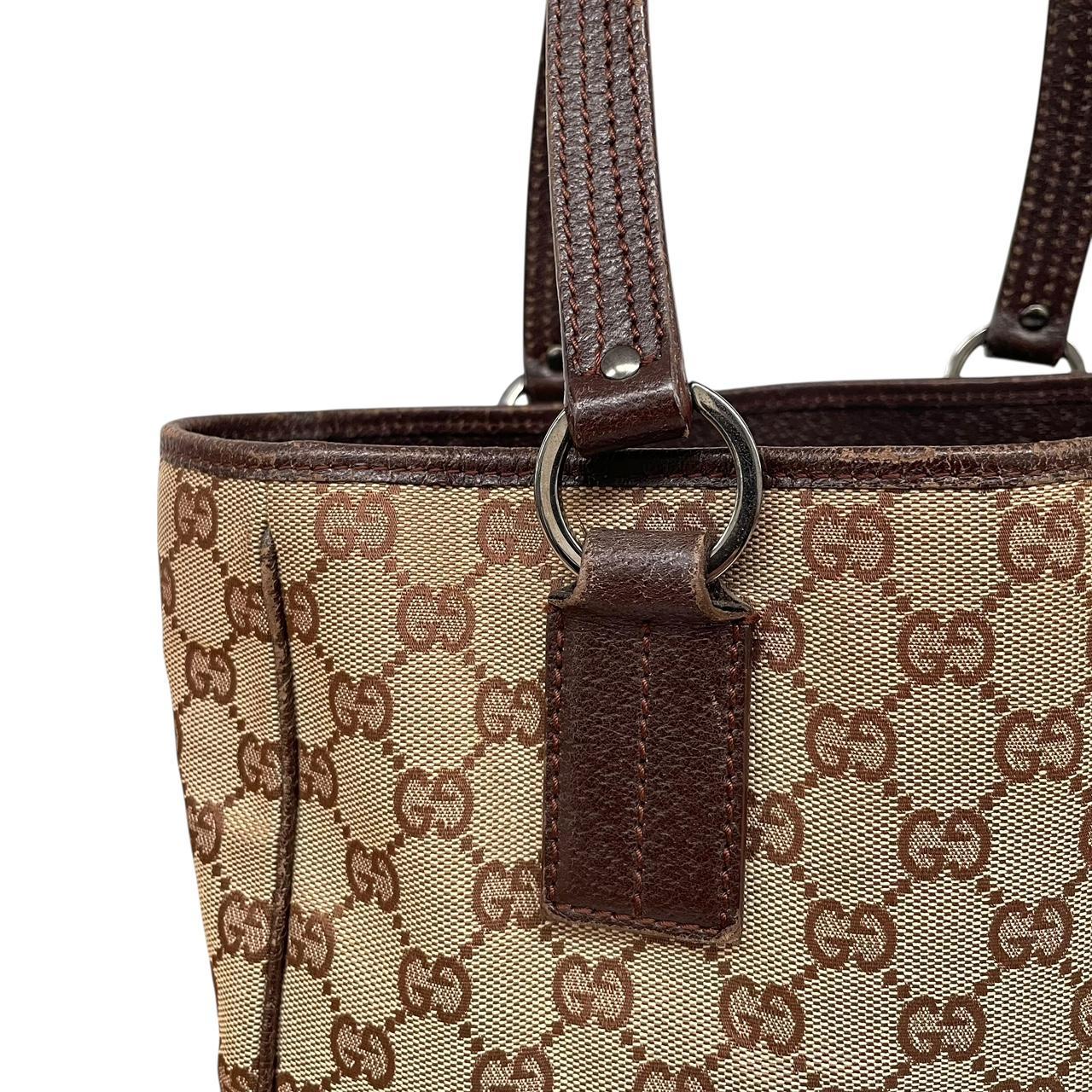 Gucci Beige and Brown GG Monogram Canvas and Leather Tote Bag