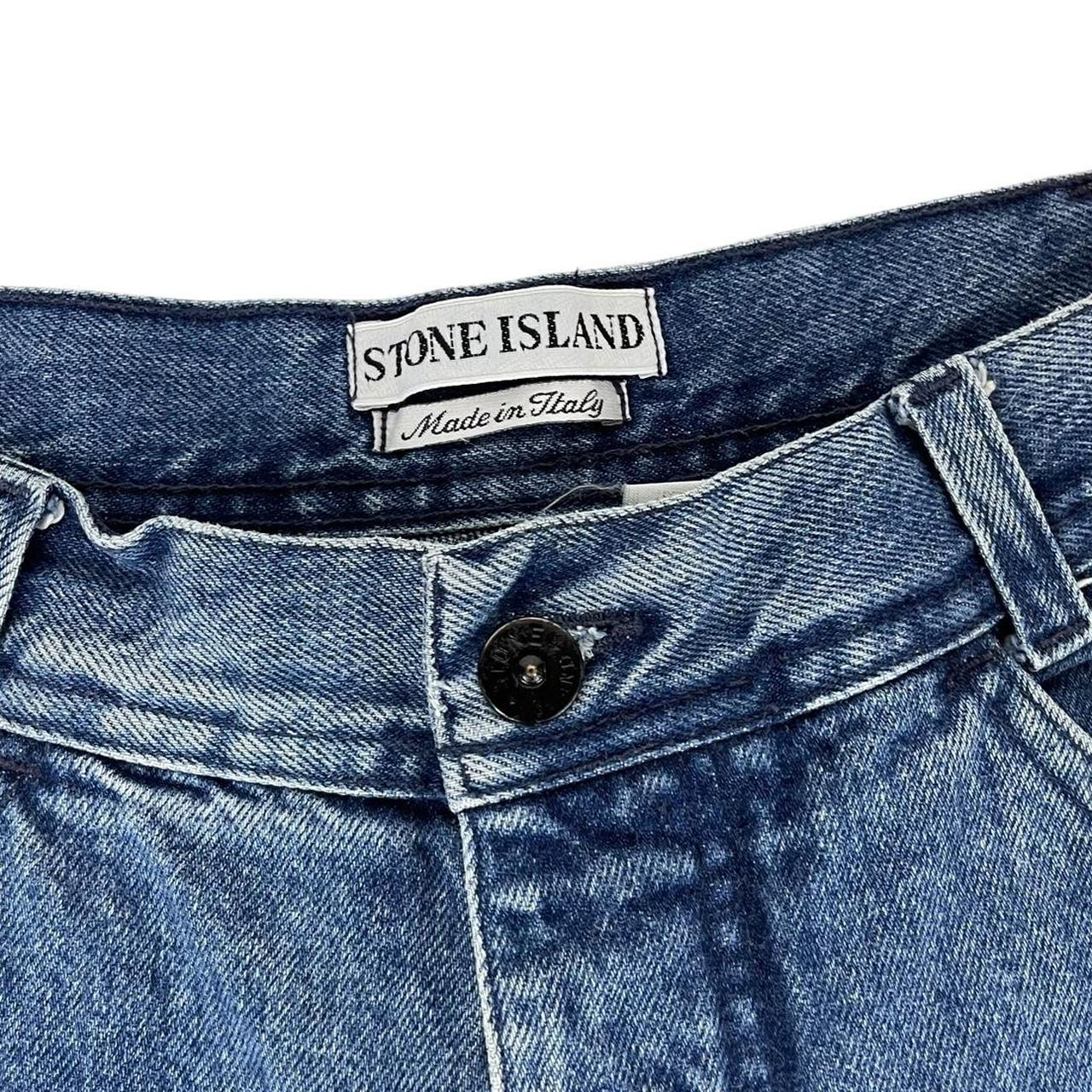 Vintage 90s Stone Island Navy Blue Regular Fit Green Edge Badge Denim Jeans