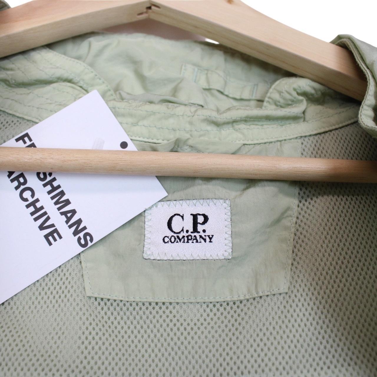 CP Company Pale Green Full Zip Chrome Nylon Garment Dyed Goggle Jacket