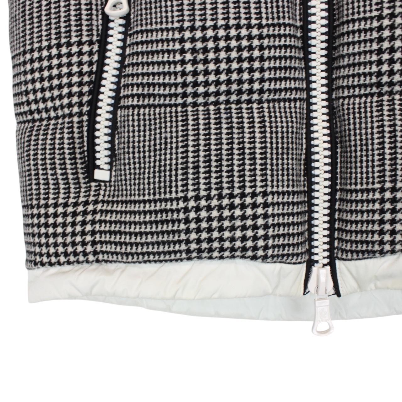 Moncler Black and White Check Jeremie Wool Knit Down Gilet / Bodywarmer Jacket