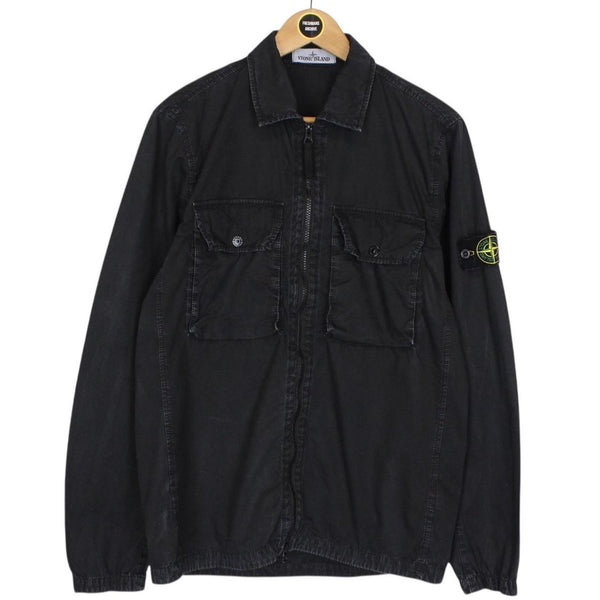 Stone Island AW 2021 Black Full Zip Cotton Overshirt Jacket