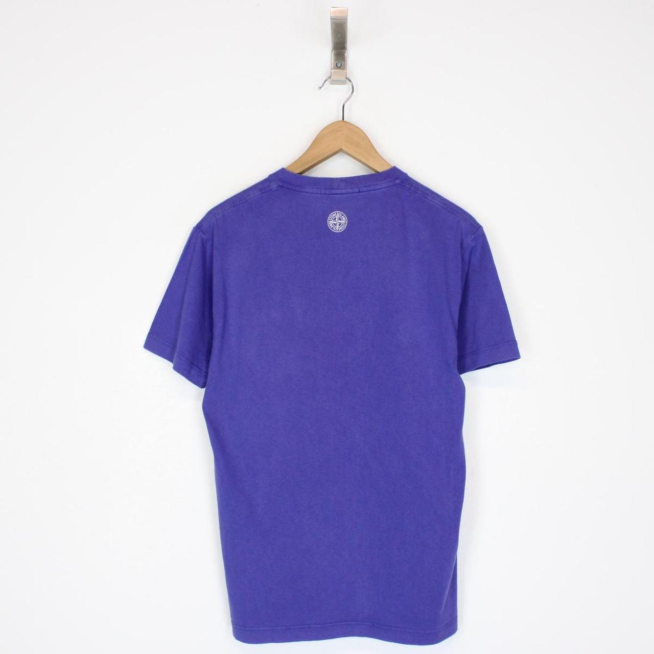 Stone Island AW 2021 Blue Short Sleeve Logo Print Cotton T-Shirt