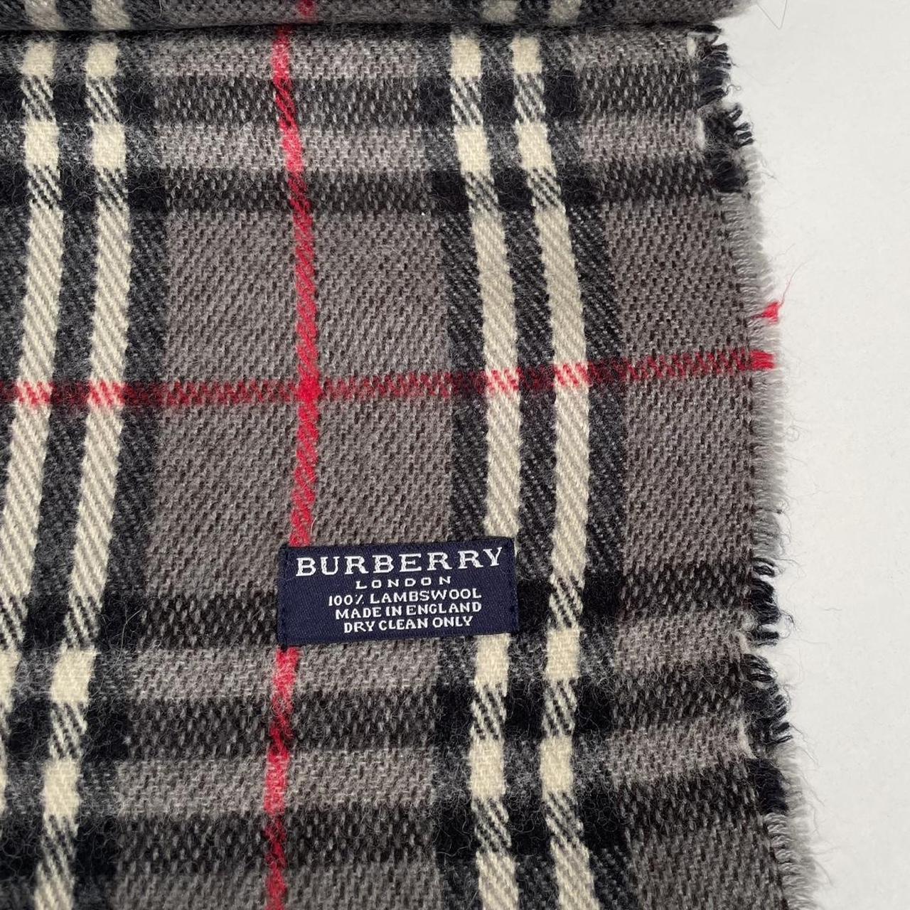 Vintage 90s Burberry Dark Grey Nova Check Lambswool Scarf