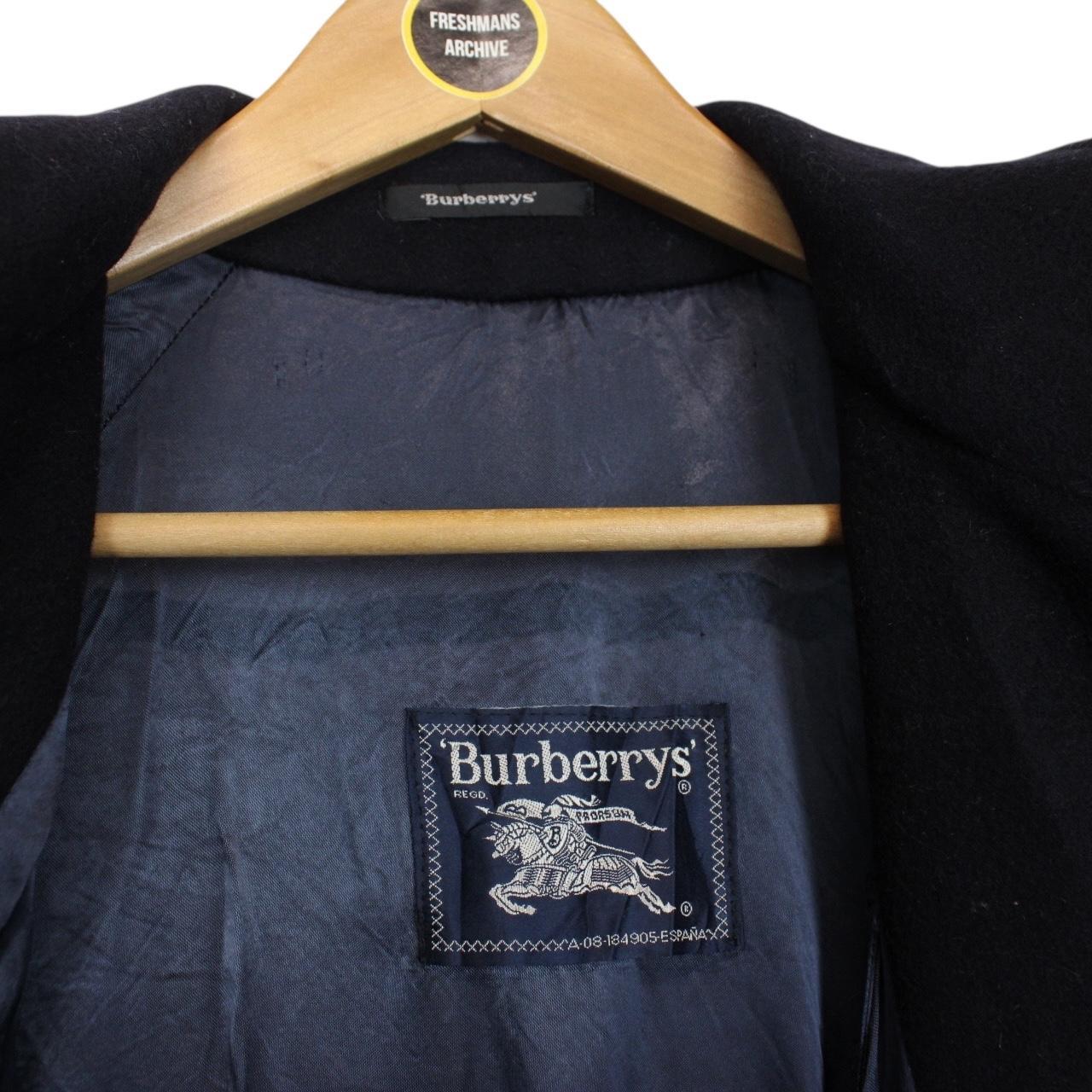 Vintage 90s Burberry Navy Blue Wool Belted Coat