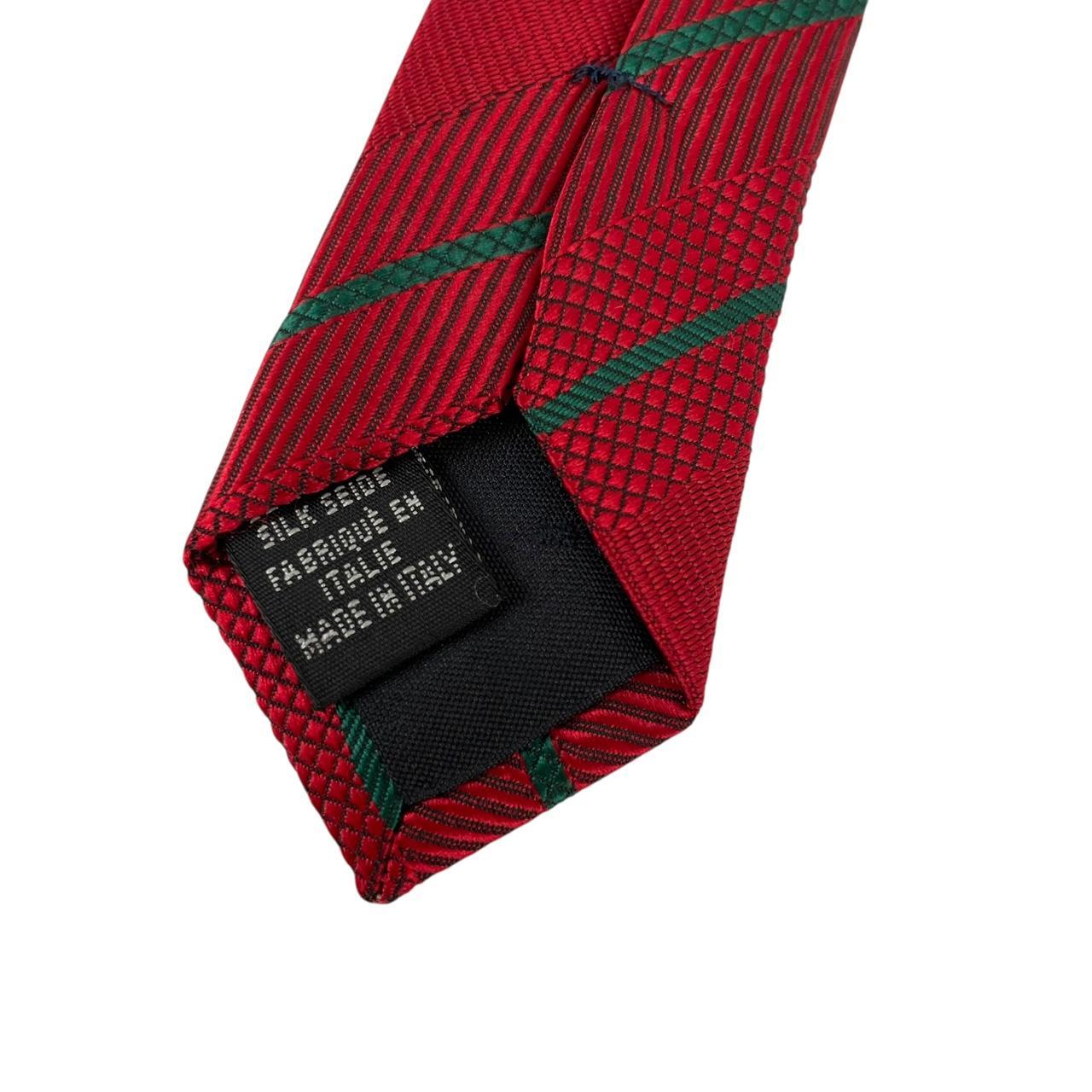Vintage 90s Hugo Boss Red and Green Striped Silk Tie