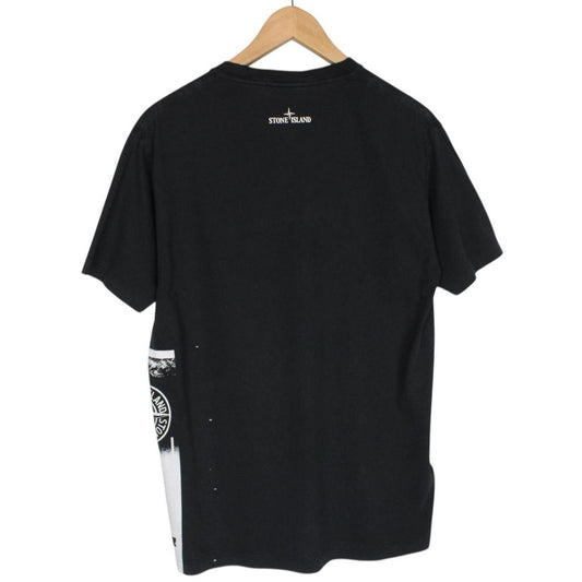 Stone Island SS 2020 Black and White Short Sleeve Logo Print T-Shirt